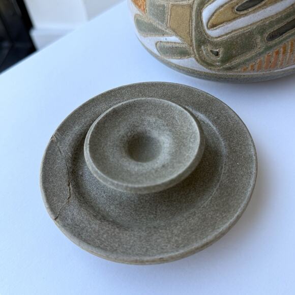 Arlene Jo Mickelson Pottery Lidded Motif Canister Jar PNW Native American Style - Picture 6 of 12